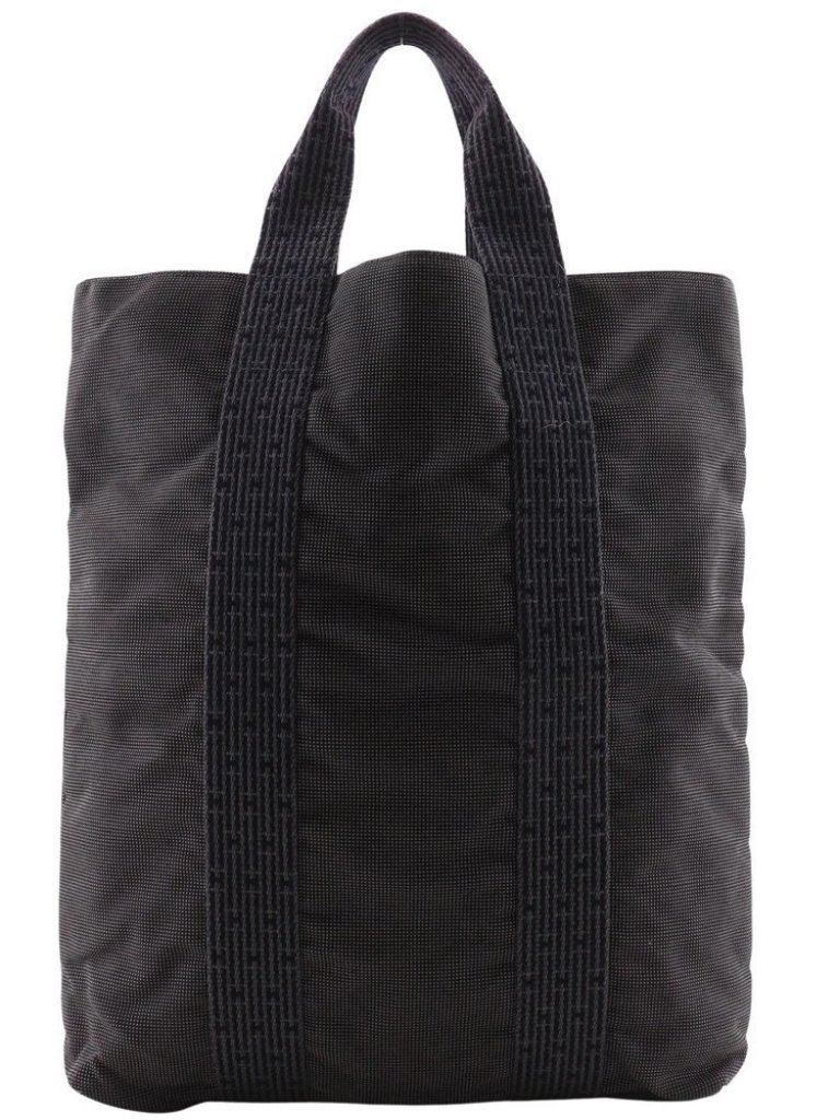 Hermes Herline Cabas Handbag Tote Bag Gray Nylon Canvas Unisex
